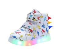 Sneakers Luminose a LED con Dinosauri per Bambini, con Cinturini, Eleganti e Leggere, per Giocare, Tomaia Sintetica Resistente, Suola Luminosa Colorata