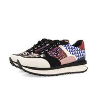 Sneakers Multicolor da Donna mompach con Diversi Tipi di Disegno e Parti Bianche, Nere e Motivi Rossi, Azzurri e Rosa