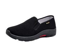 Sneakers ortopediche da uomo basse in tela, scarpe sportive per il tempo libero, senza lacci, scarpe da corsa morbide, leggere, traspiranti, non slip, Nero 1, 38 EU