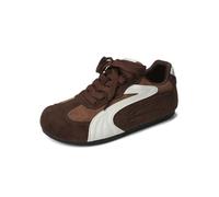 Sneakers Piatte Vintage da Donna - Stringate in Pelle Scamosciata con Suola Antiscivolo, Leggere e comode per Camminare, Correre e Indossare nel Tempo Libero