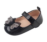 Sneakers Ragazza -Scarpe per Bambini estive Sport a Fondo Piatto Leggere comode Strass Fiocco in Nastro Principessa (Black 22 Toddler)