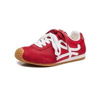 Sneakers retrò con Plateau rialzato da Donna - Pelle Scamosciata con Doppio Laccio e Punta Arrotondata, Leggere e comode per Camminare, Viaggiare e Indossare nel Tempo Libero