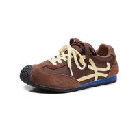 Sneakers retrò con Plateau rialzato da Donna - Pelle Scamosciata con Doppio Laccio e Punta Arrotondata, Leggere e comode per Camminare, Viaggiare e Indossare nel Tempo Libero