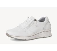 Sneakers Tamaris 1-23711-42 pelle bianca e argento con cerniera, zeppa 4 cm