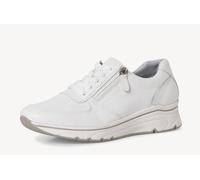 Sneakers Tamaris 1-23711-42 pelle bianca e argento con cerniera, zeppa 4 cm