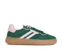 Sneakers Trainers Donna Tamaris Verde Rosa In Pelle Con Strisce E Lacci