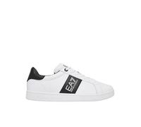 EA7 Emporio Armani Scarpe Sportive, Bianco e Nero, Design Classico con Logo Laterale, Lacci Bianchi, Bianco nero, 42.5 EU