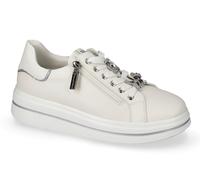 Sneakers Valleverde 35492 pelle bianca e argento con cerniera platform 4 cm