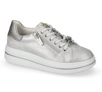 Sneakers Valleverde 35492B pelle argento con cerniera platform 4 cm