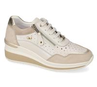 Sneakers Valleverde VVCA153W pelle beige oro con cerniera zeppa 5,5 cm
