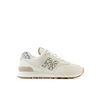New Balance Donna 574 in Bianco/Grigio, Pelle Scamosciata/Rete, Taglia 37