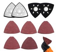 SneiDr 4 Piastra di Levigatura Triangolare 90mm con 25 Carte Abrasive 6 Fori Auto-Aderenti 40-400 Grana Kit Piastra Abrasiva Delta Inox Durevole Platorello Multifunzione Oscillante per Legno Metallo