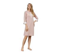 SNELLY Camicia da Notte Estivo Donna Cotone, Camicia da Notte Morbida Manica Lunga Serafino con Bottoni, Fantasia a Scelta,CL473 Taglie 44 46 48 50 52 54