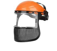 SNGSRDS Casco Sicurezza Giardino con Maschera Facciale Rete Integrale | visiera a rete blocca i detriti volanti, mentoniera imbottita si adatta alla misura della testa(Orange A)