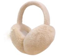 SNGUOQ 1 paio di paraorecchie in morbido peluche, invernali, calde, in tinta unita, for proteggere le orecchie dal freddo, pieghevoli Per Lo Sci, Il Ciclismo(Beige)