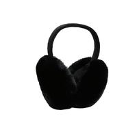 SNGUOQ 1 paio di paraorecchie in peluche morbido, invernali, caldi, pieghevoli, in pelliccia tinta unita, protezione for esterni Per Lo Sci, Il Ciclismo(Black)