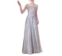 SNGUOQ Abito da sera stile banchetto senza spalline sexy con paillettes donna primaverile, alla moda, dimagrante, lungo ed elegante Per Spiagge E Vacanze(S)