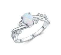 SNHHNSW 1 anello di anello opale ovale anello di fidanzamento opale per donne con anello di promessa moissanite regali di San Valentino per HER-7.5