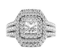 SNHHNSW 2 ct. TW. Princess Cut Moissanite Halo Impegno anello 10K 14K Ring Brilliant Promise Ring Bridal Set Gift Anello nuziale per donne