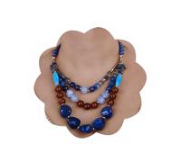 SNHHNSW Boho Collana in pietra multicolore miscelata con orecchini pietre gemme e perle rotonde della catena del maglione della collana lunga per donne