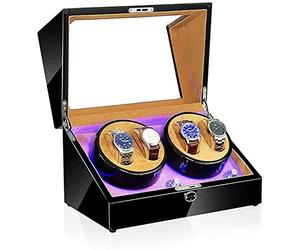 SNHHNSW Chandelier Automatic Watch Winder, 4 Watches Storage Display Case 5 Rotation Modes 100% Handmade Watche Display Box Accessories b, (C) Chandelier