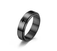 SNHHNSW Minimalista Croce cristiana Gesù Cristo Signore Preghiera rotante Stress Relief Spinner Fidget Band Rings for Men Women Ansia Finger Ruota in acciaio inossidabile Fashi