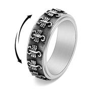 SNHHNSW Punk Scorpion Spinner Fidget Stainless Steel Band Rings for Men Women Rotatable Anxiety Stress Relieving Comfort Fit Finger Gothic Ring Wedding Promise Rings for Christmas Personalized