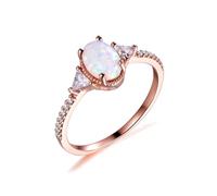 SNHHNSW S 10K 14K White & Rose & Yellow Opal e Moissanite Impegno per le donne Cente