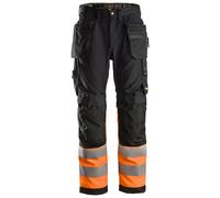 Snickers AllroundWork Hi-Vis workitshose w. Tasche a fondina, cl. 1, EN 14404, 10471, 20471 Nero-HV-Arancione 258