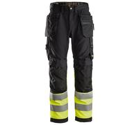 Snickers AllroundWork Hi-Vis workitshose w. Tasche a fondina, cl. 1, EN 14404, 10471, 20471 Nero-HV-Giallo 104