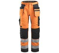 Snickers AllroundWork Hi-Vis workitshose w. Tasche a fondina, cl. 2, EN 14404, 20471 HV-Arancione-Grigio acciaio 150