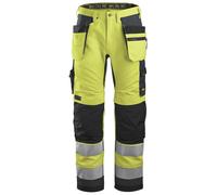 Snickers AllroundWork Hi-Vis workitshose w. Tasche a fondina, cl. 2, EN 14404, 20471 HV giallo-grigio acciaio 148