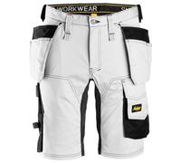 Snickers AllroundWork pantaloncini da lavoro elasticizzatiitcon tasche a fondina bianco-nero 64