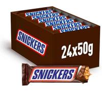 Snickers Barretta con Caramello e Arachidi Tostate Ricoperta al Cioccolato, 24 Barrette X50G (1200G), Nuova versione