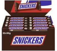 SNICKERS Barrette 32 x 50 g di cioccolato, arachidi, caramello, cioccolato al latte