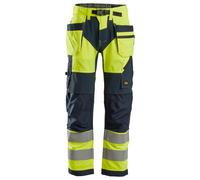 Snickers FlexiWork Hi-Vis workitshose w. Tasche a fondina, cl. 2, EN 14404, 20471 HV-giallo-marino 56