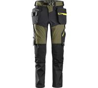 Snickers FlexiWork Stretch Arbeitshose wit Tasche a fondina Kahki/Green/Grey 48