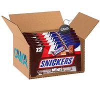 Snickers Minis Mini Barrette Cioccolato a Latte ripieno con Caramella Mou e Arachidi Tostate 227g [CAIYA® BOX da 6 Confezioni]