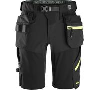 Snickers pantaloncini corti da lavoroitpantaloncini elasticizzati in softshell FlexiWork conit tasche a fondina nero/Neongiallo 54