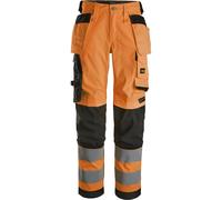 Snickers Pantaloni da donna ad alta visibilità, pantaloni elasticizzati da donna con tasche a fondinait, cl. 2 ad alta visibilità arancio/nero 52