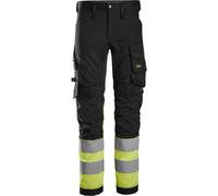 Snickers Pantaloni Workwear High-Vis Stretch ArbeitClasse 1 Nero/Giallo High-Vis 124