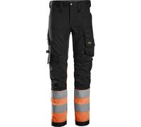 Snickers Pantaloni Workwear High-Vis Stretch WorkitClasse 1 Nero/Arancione High-Vis 160