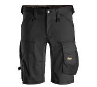 Snickers Workwear AllroundWork 6143 - Pantaloncini da lavoro elasticizzati slim fit, 28 cm, Nero, 48 Regular