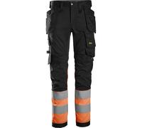 Snickers Workwear High-Vis Stretch Workitpantaloni wit tasche a fondina classe 1 Nero/Arancione High-Vis 96