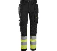 Snickers Workwear High-Vis Stretch Workitpantaloni wit tasche a fondina classe 1 Nero/Giallo High-Vis 92