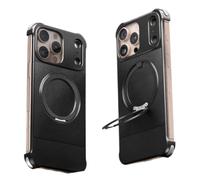 SNIDII Sec Change 17 - Custodia in pelle per iPhone 16 15 14 ProMax Retro Business, con supporto magnetico girevole a 360°, con anello in metallo e supporto magnetico (nero, iPhone 15 Pro Max)
