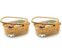Snips Aroma Keeper Rettangolare 4 LT, Contenitore per cibi, Cestello rimovibile interno, Chiusura Salvafreschezza, Colore Senape, 28,5 x 20,5 x 11 cm, Made in Italy, 4 L (Confezione da 2)