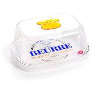 Snips | Burriera Farm | Porta Burro 0,50 LT | Vassoio con 2 chiusure di sicurezza e Decoro Beurre | Campana Trasparente | Dimensioni 16x11x7 cm | Made in Italy | 0% BPA e phthalate free