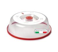 Snips 90067 Coperchio para Schizzi, Contenitore, Campana Microonde, Colore Trasparente e Rosso,Made in Italy, Bpa 0% Phlatati, Plastica