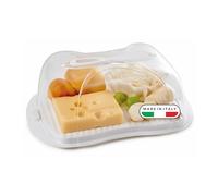 Snips Contenitore Formaggio Frigo 3 L, Box Formaggio con Coperchio Trasparente, Vassoio, Coltellino e 2 Chiusure di Sicurezza, Porta Formaggio per Conservare e Servire, Bianco, Made in Italy